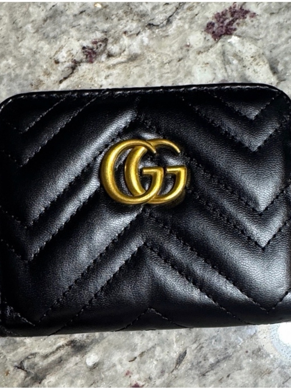 Gucci Black GG Marmont Quilted Leather Card Case